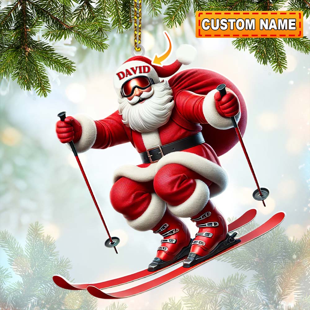 Blisscorners Santa Skiing Christmas Ornament, Personalized Ornaments2D Flat LM2211