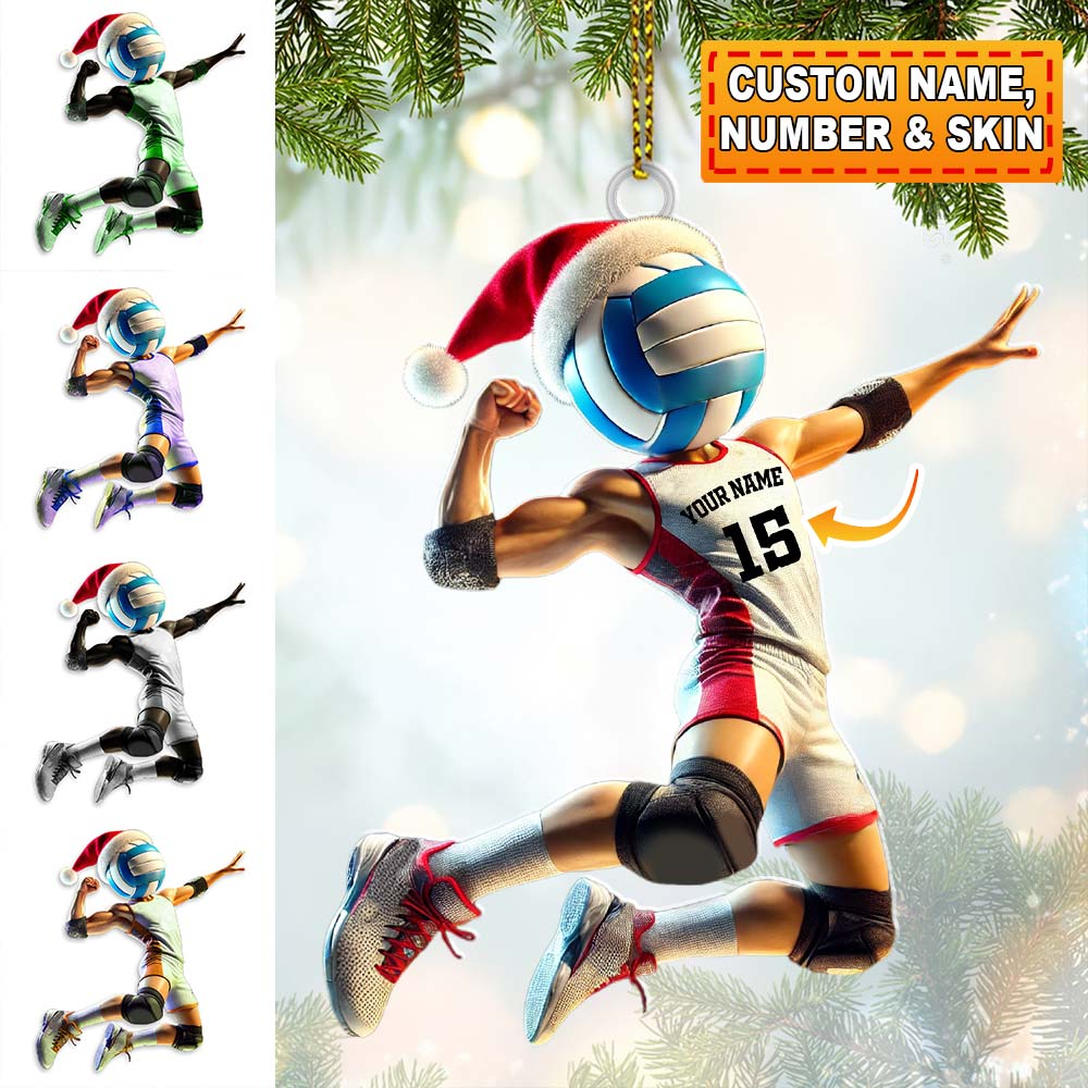 Blisscorners Custom Name and Number Volleyball Champion Ornament, Christmas Gift for Volleyball Lover2D Flat LM2111