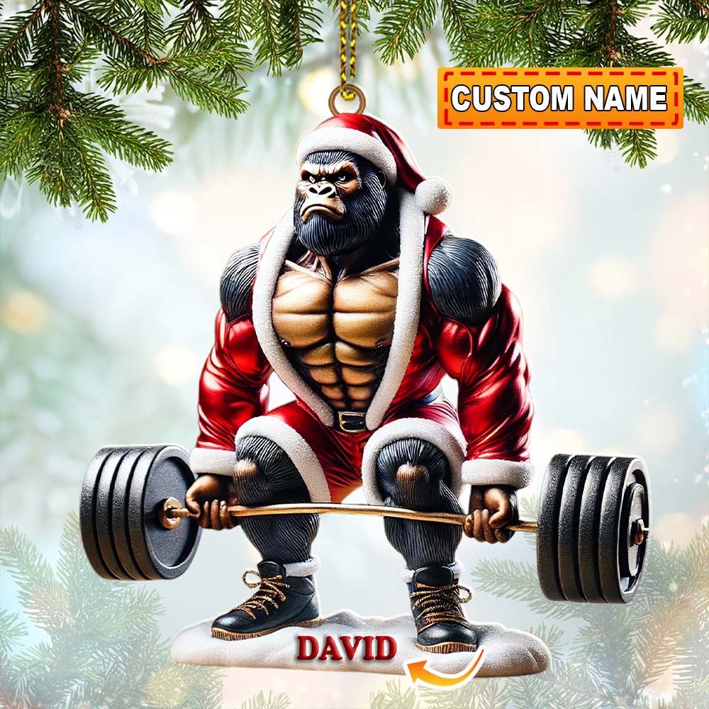 Blisscorners King Kong Weight Lifting Christmas Ornament, Personalized Ornament2D Flat LM2211