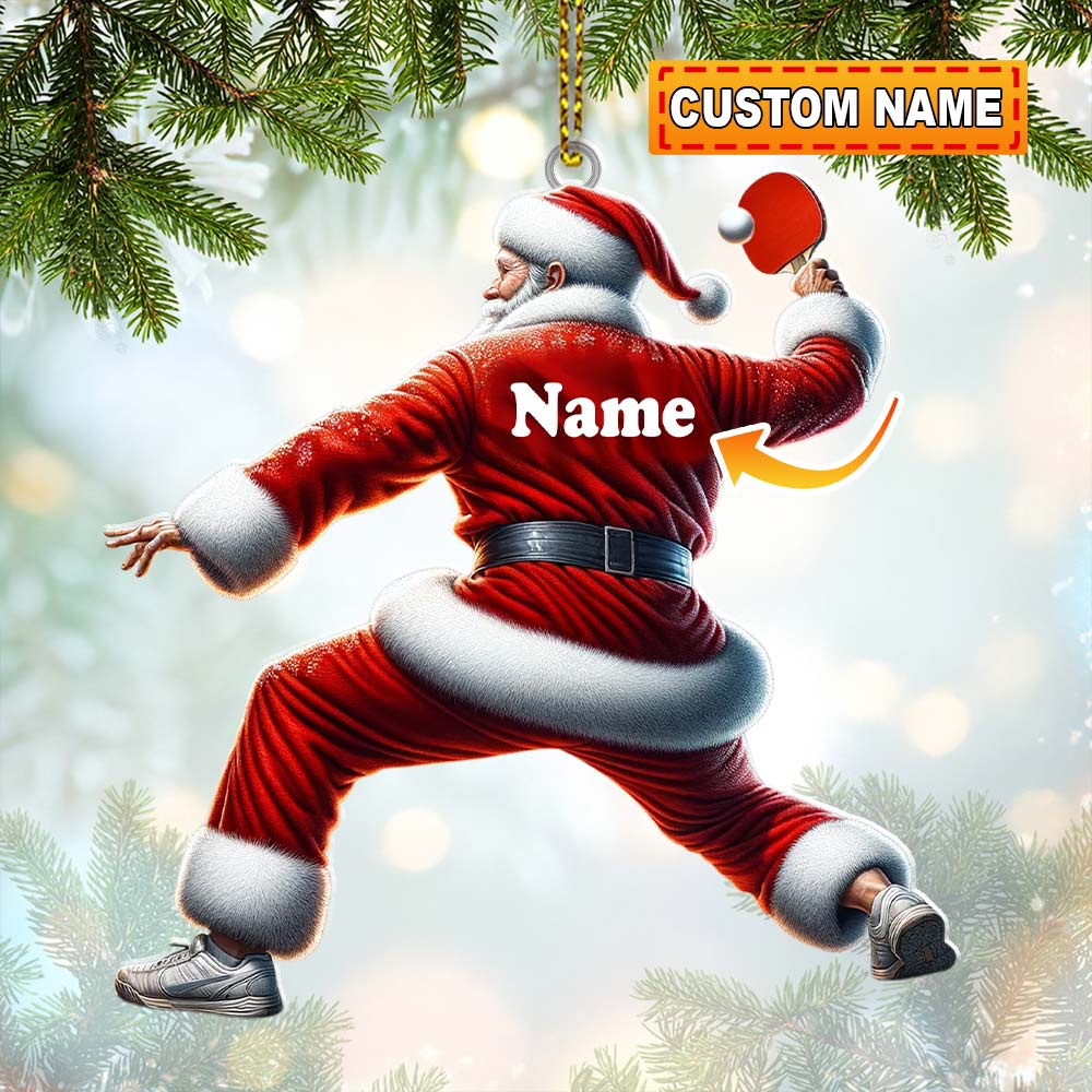 Blisscorners Custom Name Ping Pong Santa Ornament, Ping Pong Christmas Gift2D Flat LM2111