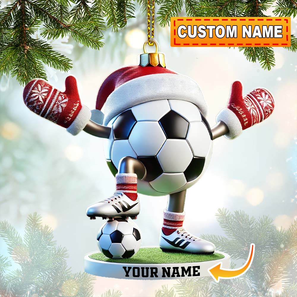 Blisscorners Football Ball Christmas Ornament, Personalized Ornament2D Flat LM2211