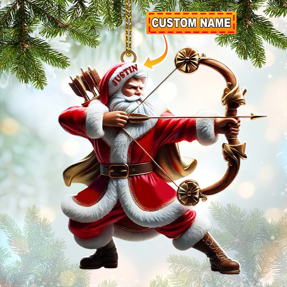 Blisscorners Custom Name Archery Santa Ornament, Christmas Gift2D Flat LM2211