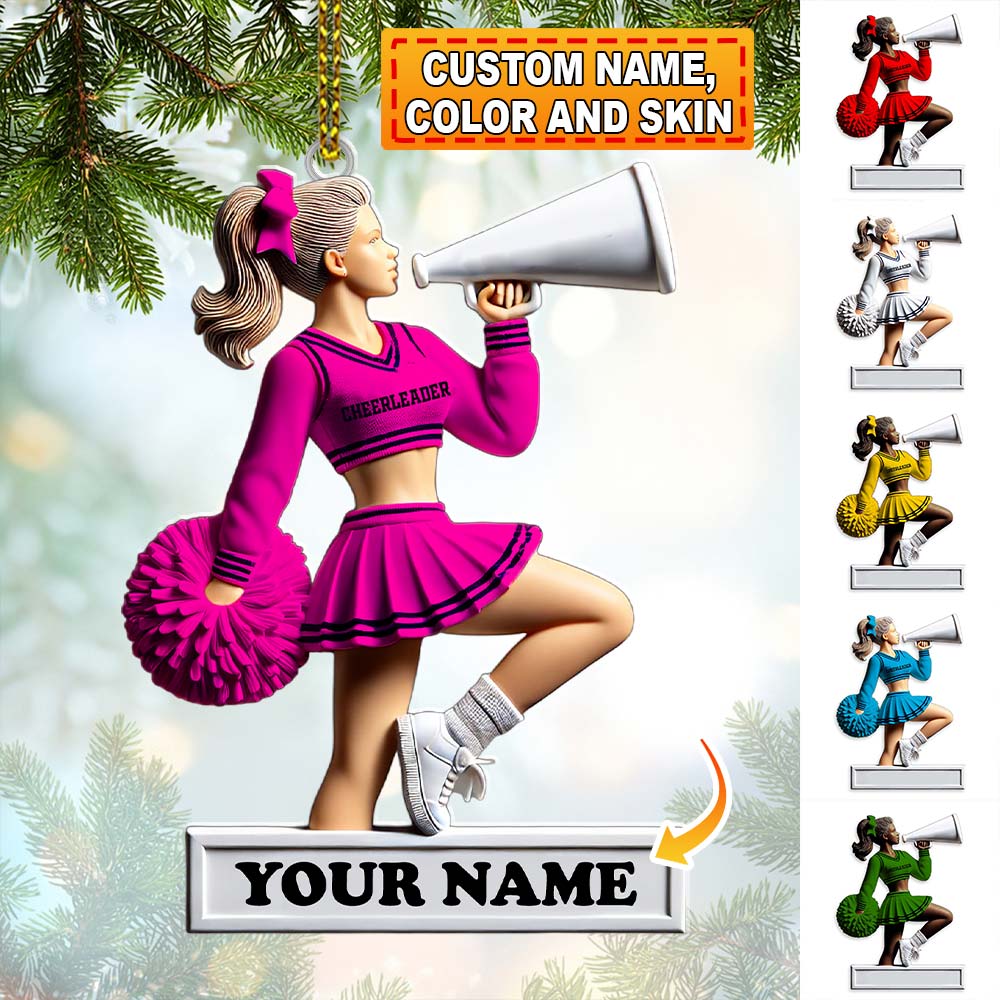 Blisscorners Custom Name Cheerleader Ornament, Cheerleader Christmas Gift2D Flat LM2211