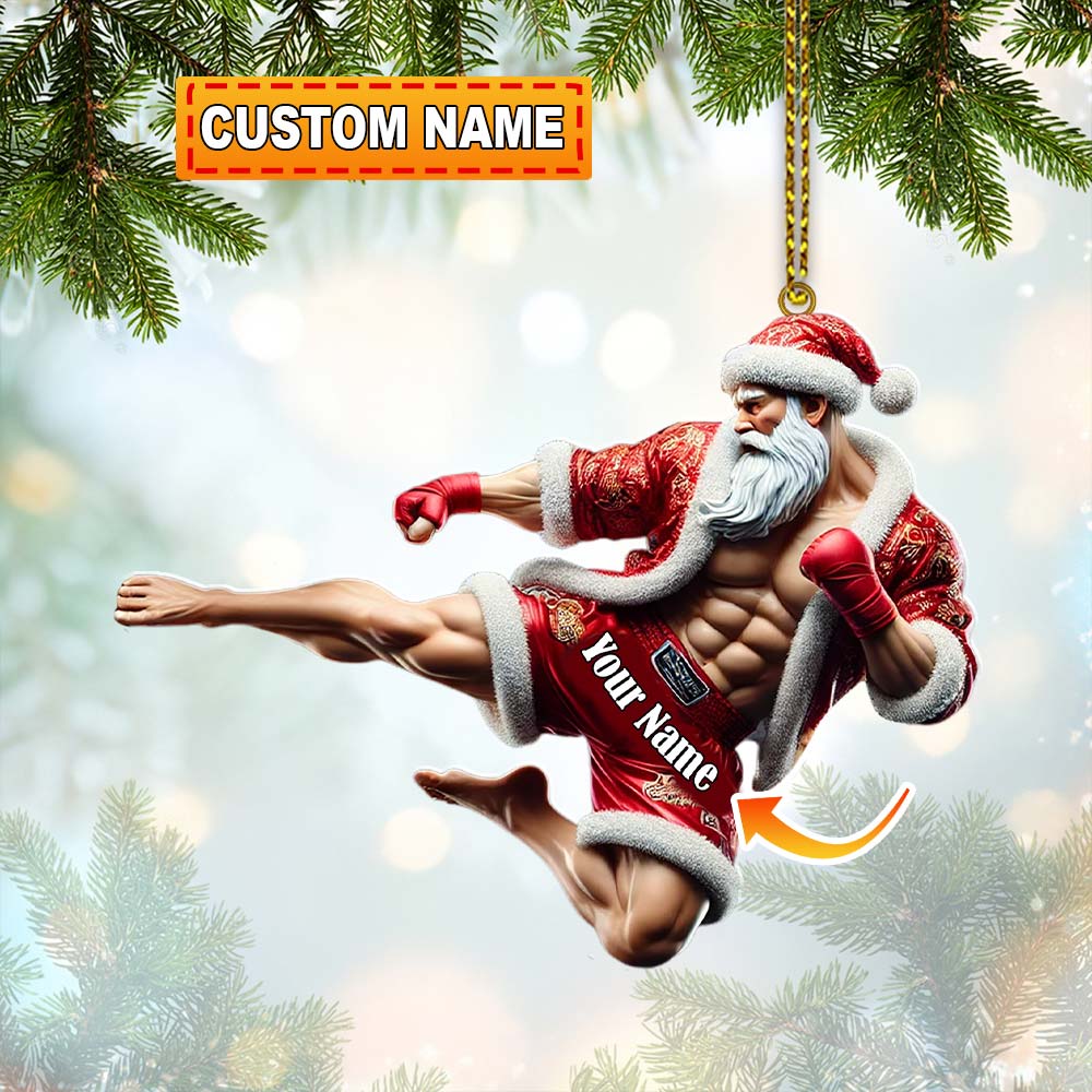 Blisscorners Custom Name Muay Thai Ornament, Christmas Gift for Muay Thai Lovers2D Flat LM2111