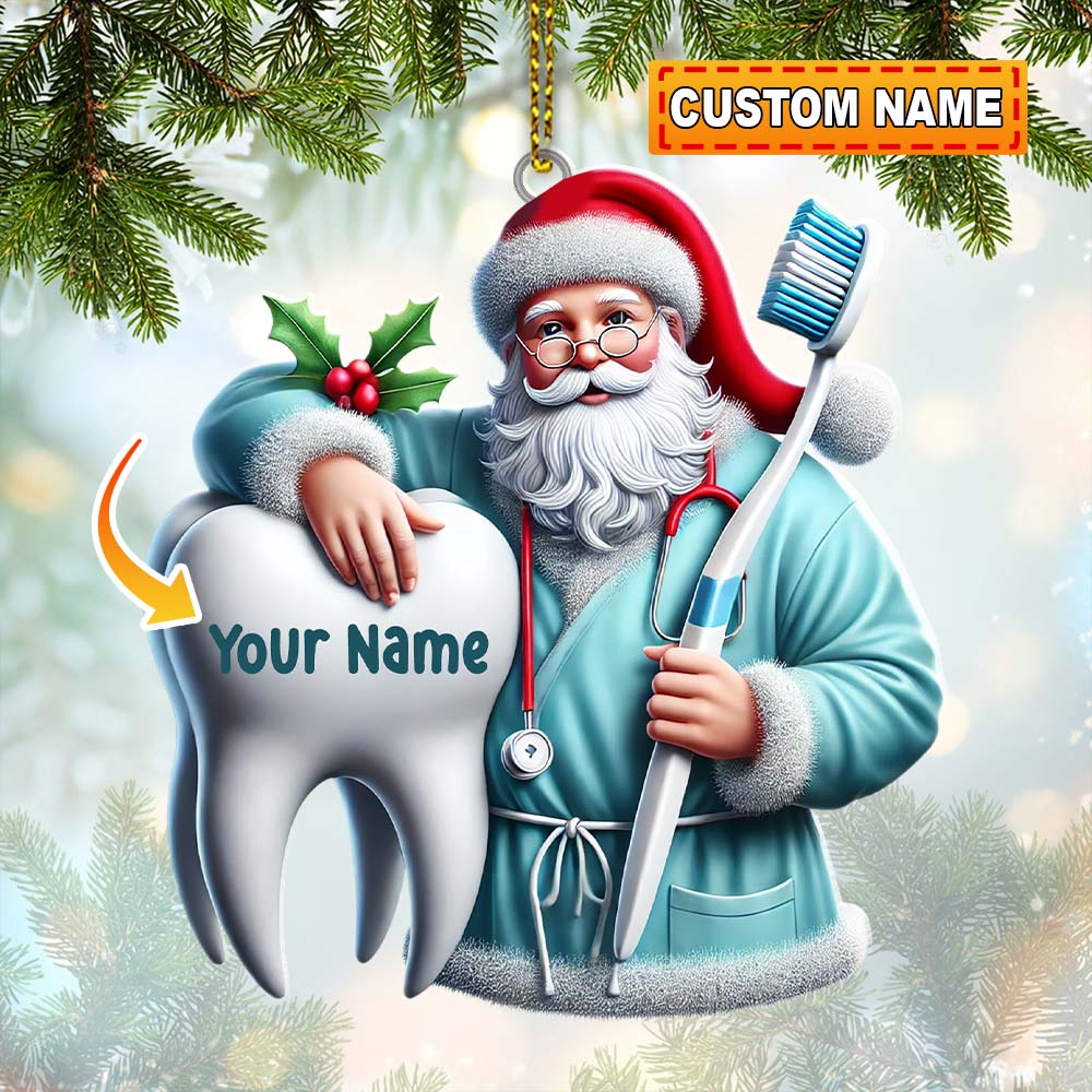 Blisscorners Santa Dentist Ornament, Personalized Ornament2D Flat LM2211
