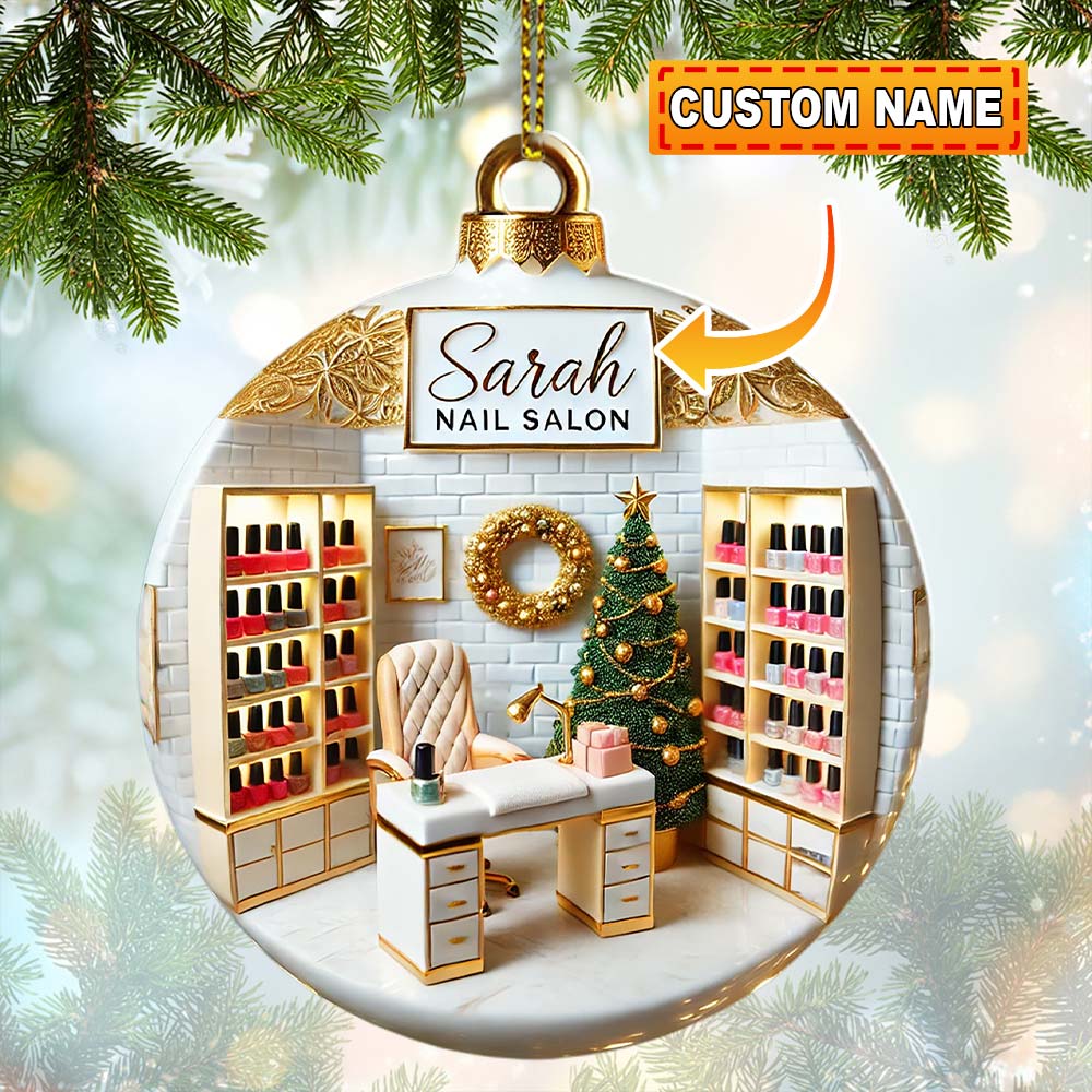 Blisscorners Custom Name Nail Salon Ornament, Nail Salon Christmas Decoration2D Flat LM2111