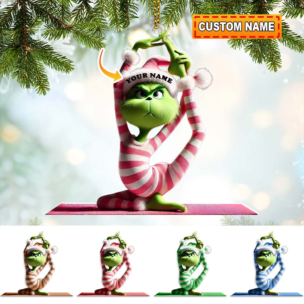 Blisscorners Custom Name Yoga Grinch Ornament, Christmas Gift for Yoga Lover2D Flat LM2111
