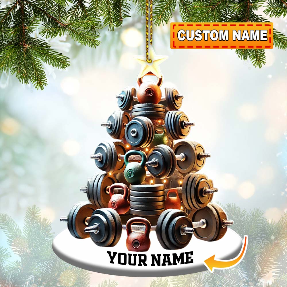Blisscorners Custom Name Gym Work Out Ornament, Gymnastics Christmas Gift2D Flat LM2211