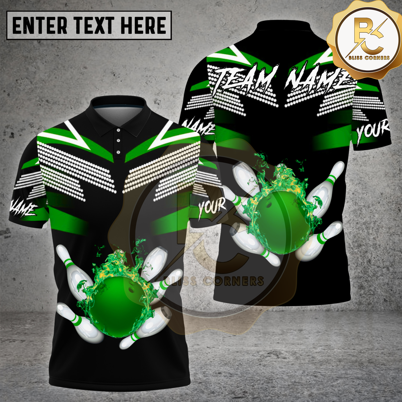 Blisscorners Bowling Fire Ball Strike Black Jersey Multi Options Personalized Name, Team Name 3D Shirt