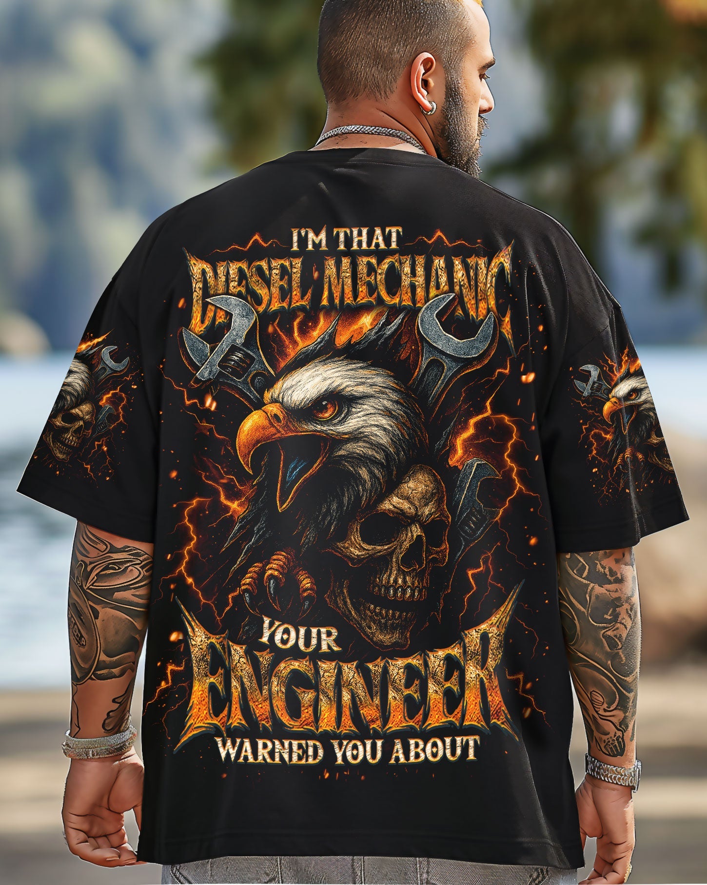 BLISSCORNERS DIESEL MECHANIC I KEEP THE BIG RIGS ROLLIN SKULL ALL OVER PRINT
