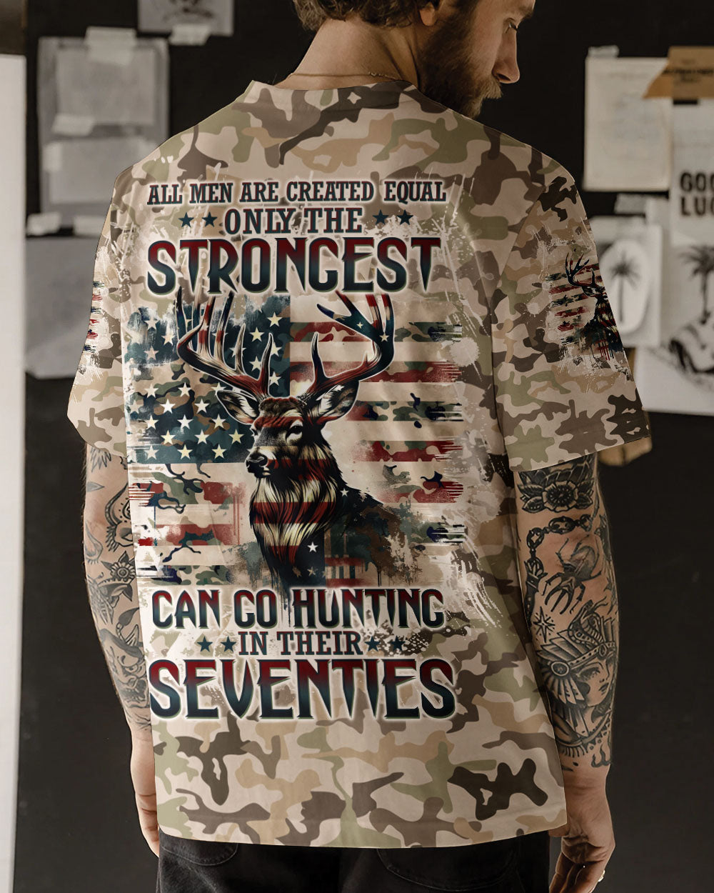 BLISSCORNERS GO HUNTING IN THEIR SEVENTIES DEER ALL OVER PRINT