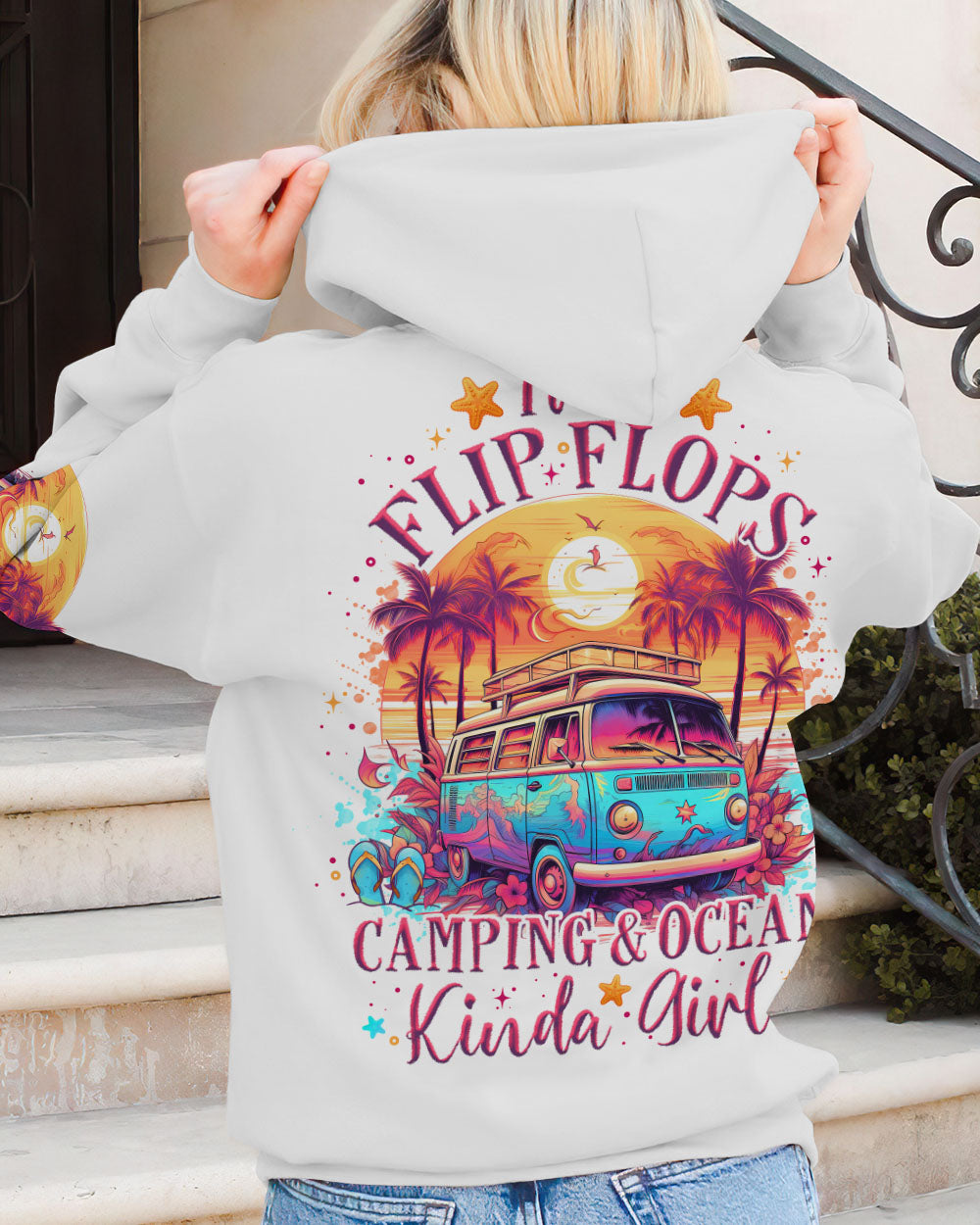 BLISSCORNERS FLIP FLOPS CAMPING OCEAN KINDA GIRL ALL OVER PRINT