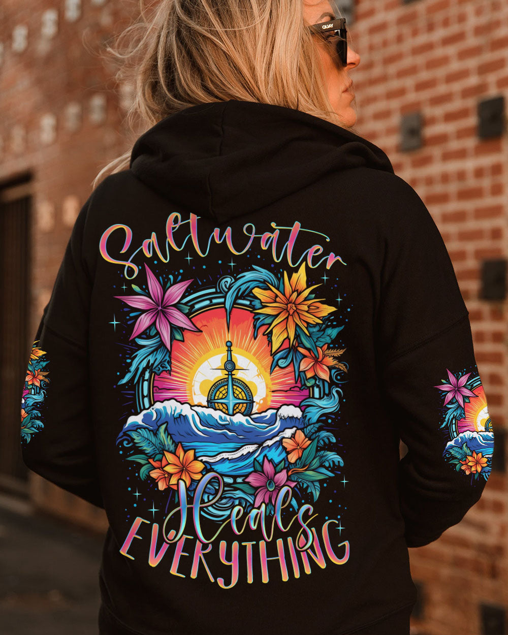 BLISSCORNERS SALTWATER HEALS EVERYTHING COMPASS ALL OVER PRINT