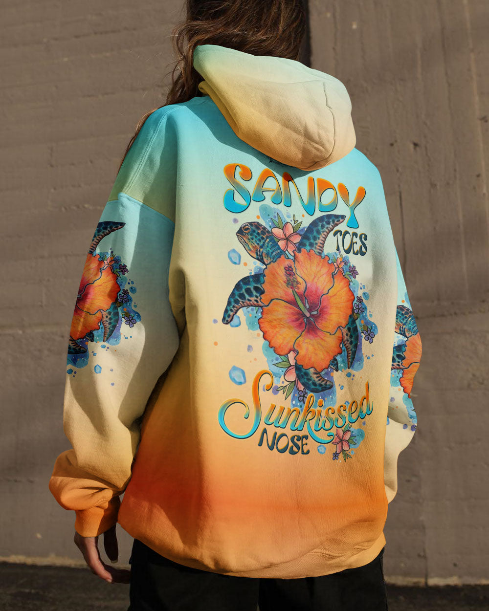 BLISSCORNERS SANDY TOES SUNKISSED NOSE TURTLE HIBISCUS ALL OVER PRINT