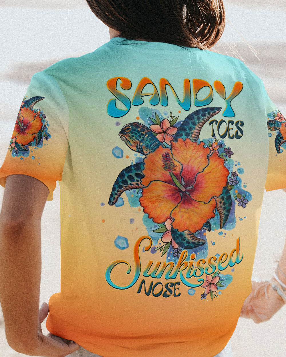 BLISSCORNERS SANDY TOES SUNKISSED NOSE TURTLE HIBISCUS ALL OVER PRINT