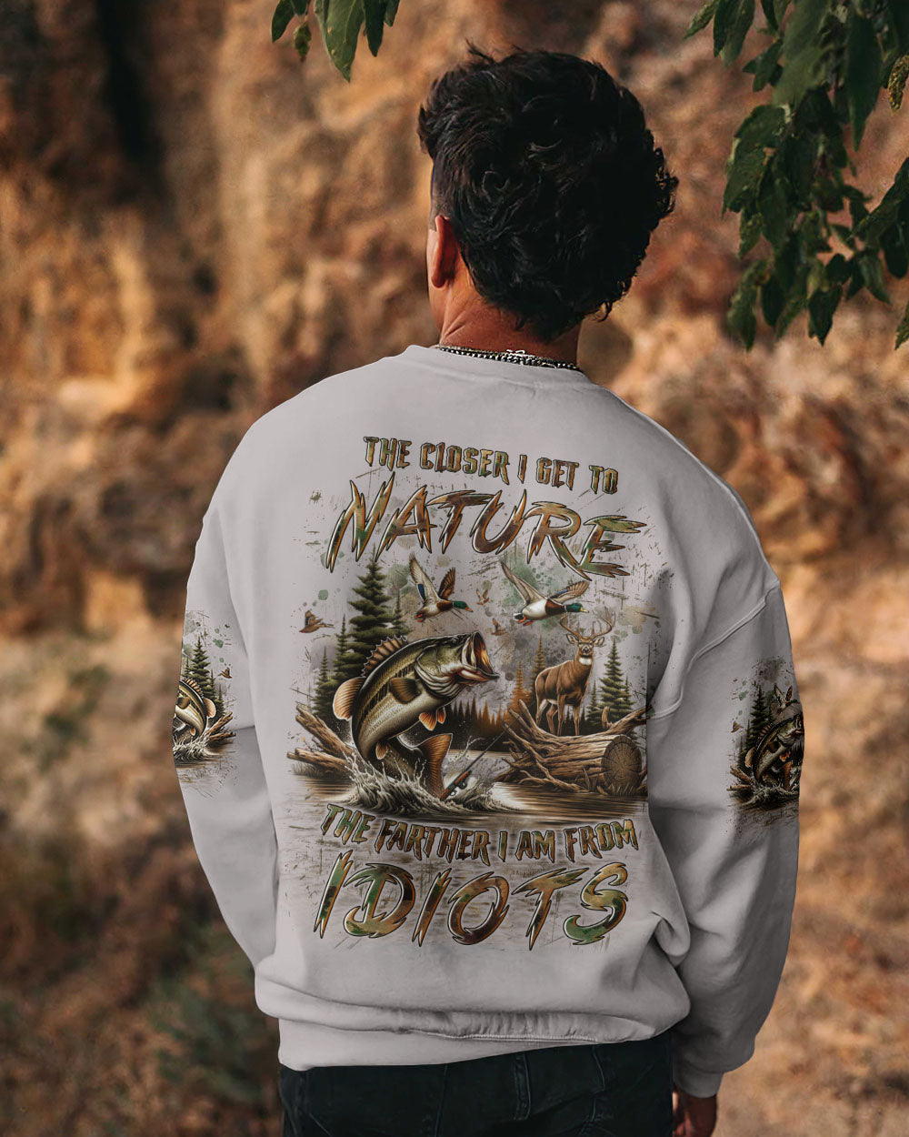 BLISSCORNERS THE CLOSER I GET TO NATURE HUNTING FISHING ALL OVER PRINT