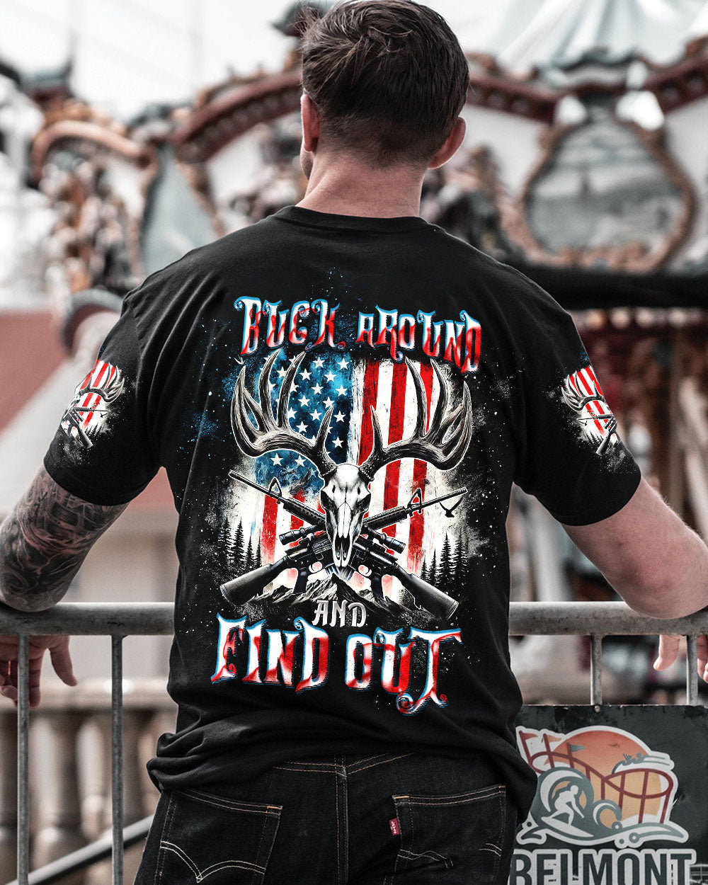 BLISSCORNERS BUCK AROUND AND FIND OUT DEER HUNTING ALL OVER PRINT