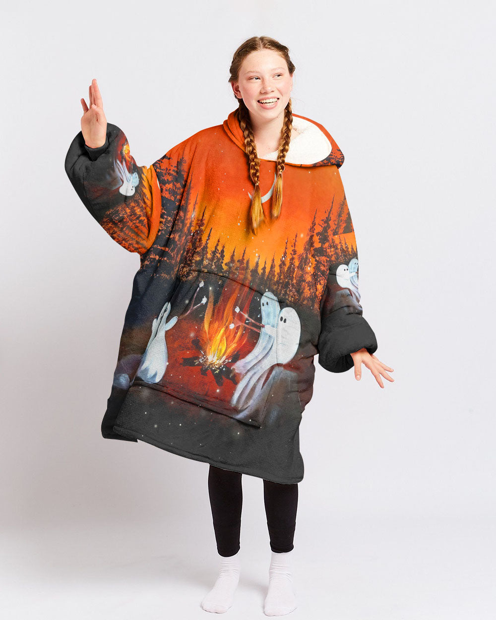 BLISSCORNERS LET'S GET TOASTED BOOS HALLOWEEN SHERPA BLANKET HOODIE