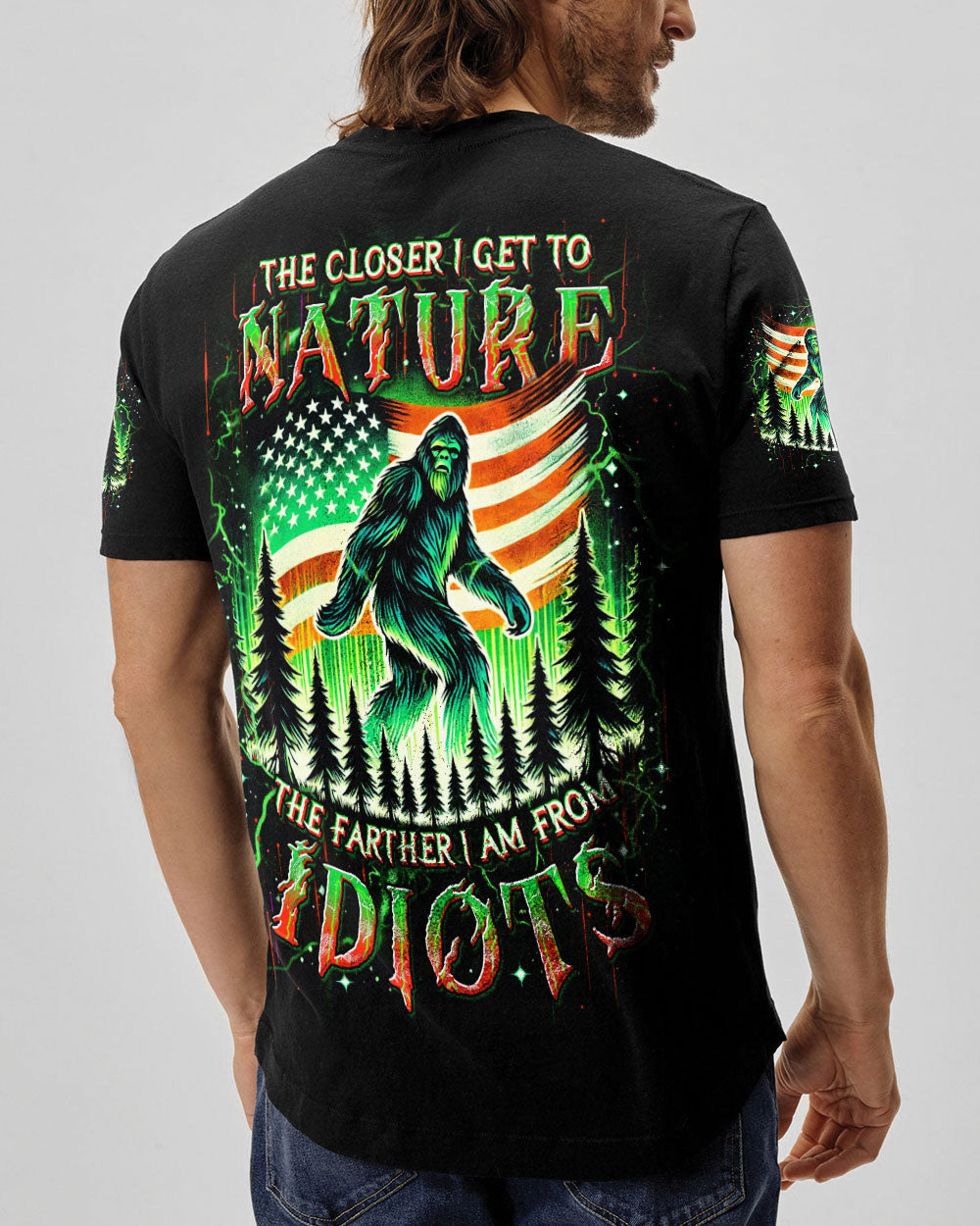 BLISSCORNERS (HOT DEAL) THE CLOSER I GET TO NATURE BIGFOOT ALL OVER PRINT