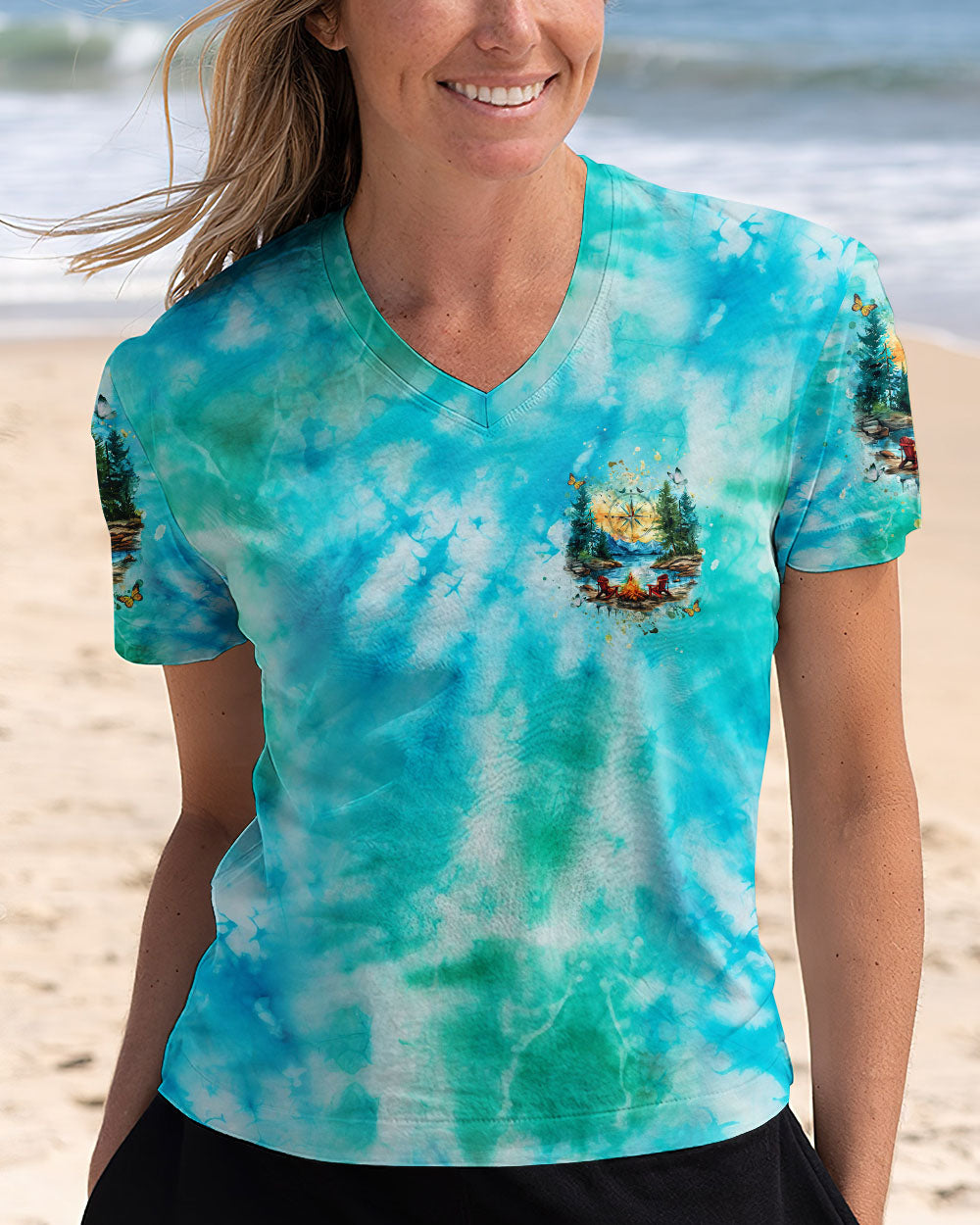 BLISSCORNERS MEET ME AT MY HAPPY PLACE CAMPFIRE TIE DYE ALL OVER PRINT