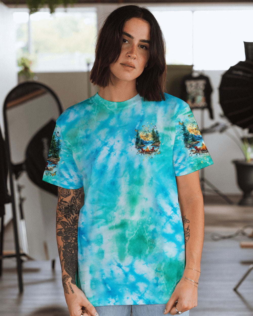 BLISSCORNERS MEET ME AT MY HAPPY PLACE CAMPFIRE TIE DYE ALL OVER PRINT