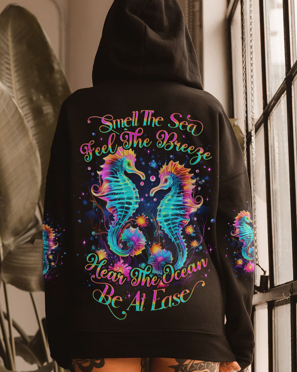 BLISSCORNERS SMELL THE SEA FEEL THE BREEZE SEAHORSE ALL OVER PRINT