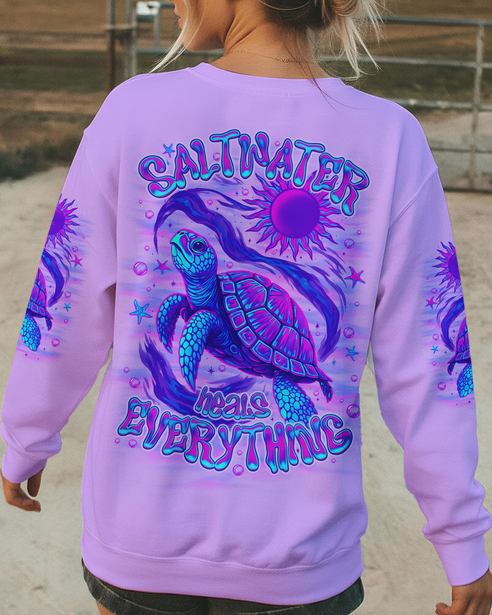 BLISSCORNERS SALTWATER HEALS EVERYTHING TURTLE ALL OVER PRINT