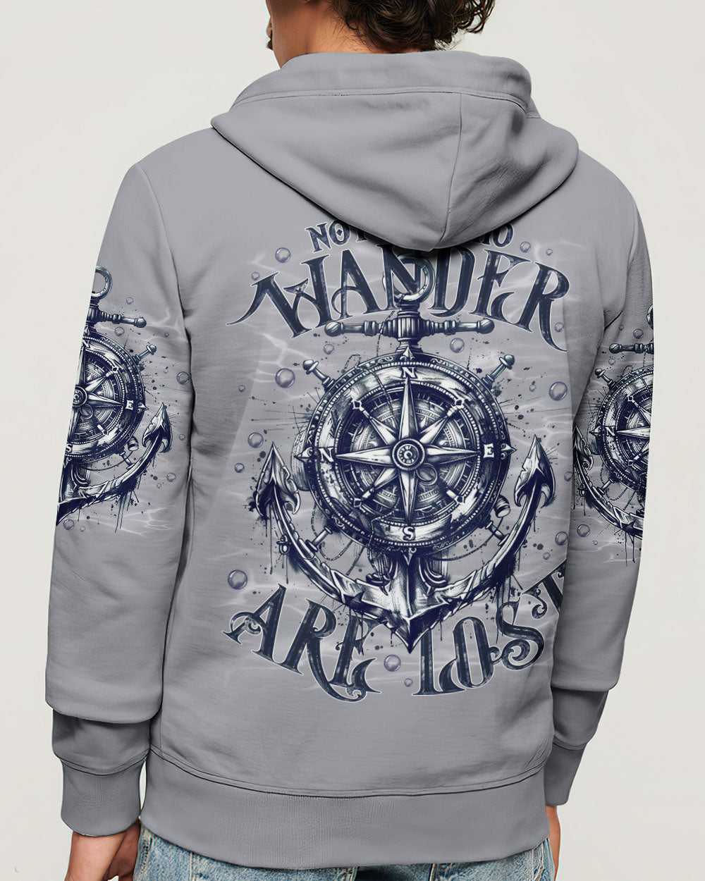BLISSCORNERS NOT ALL WHO WANDER ARE LOST COMPASS ANCHOR ALL OVER PRINT
