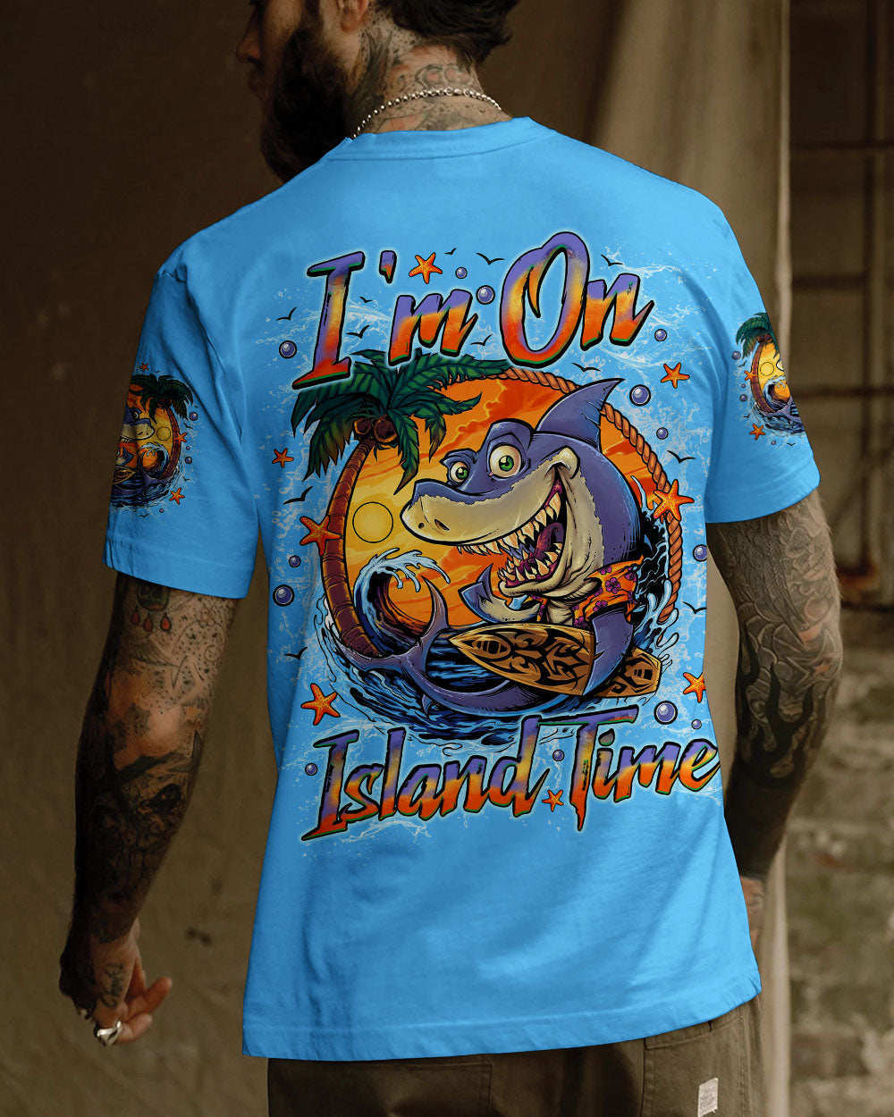 BLISSCORNERS I'M ON ISLAND TIME SHARK ALL OVER PRINT