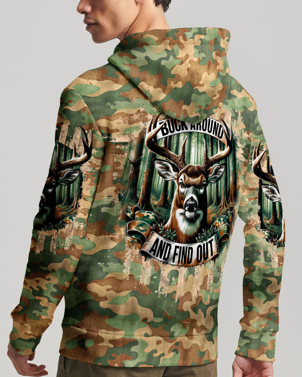 BLISSCORNERS BUCK AROUND AND FIND OUT DEER HUNTING ALL OVER PRINT