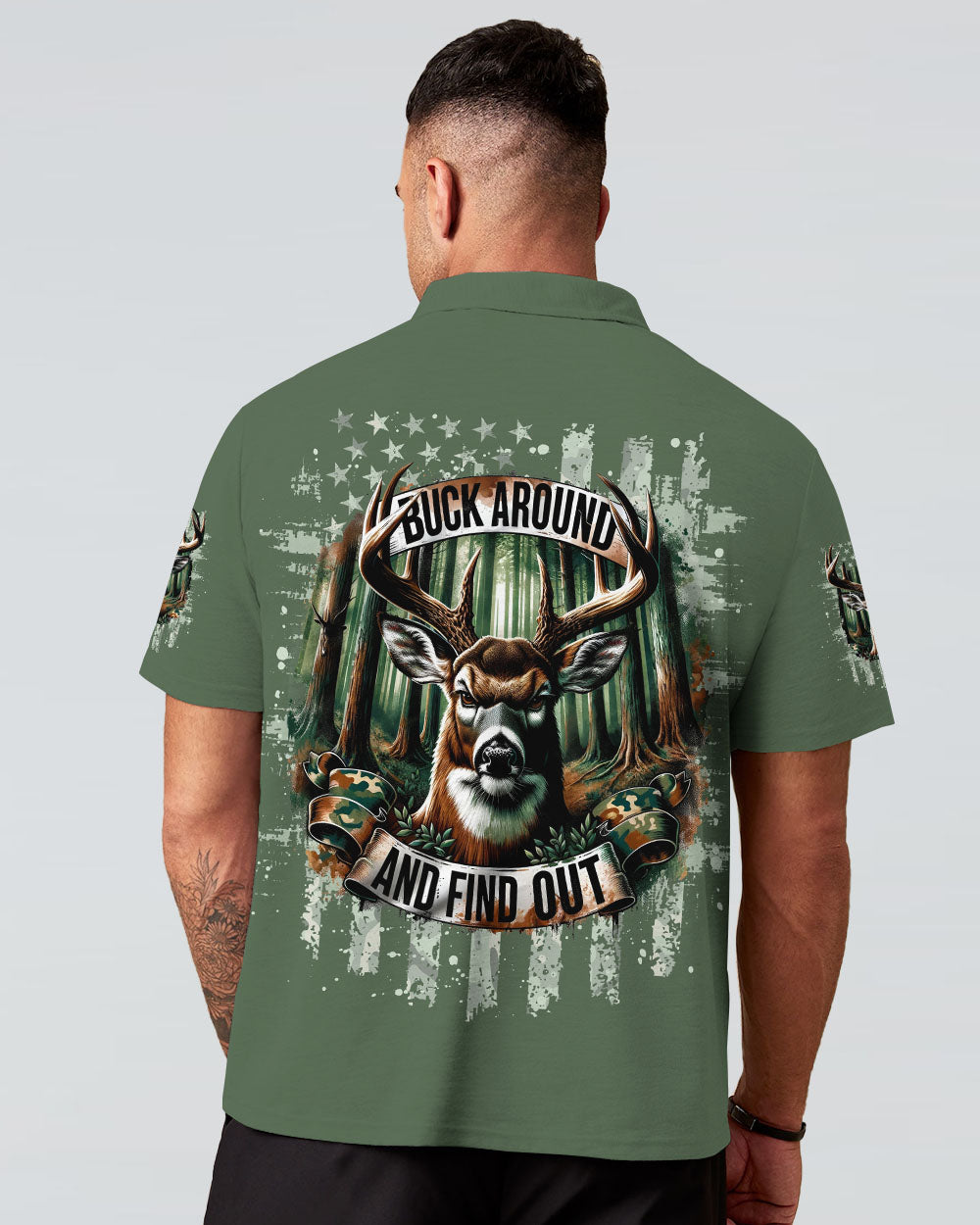 BLISSCORNERS BUCK AROUND AND FIND OUT DEER HUNTING ALL OVER PRINT