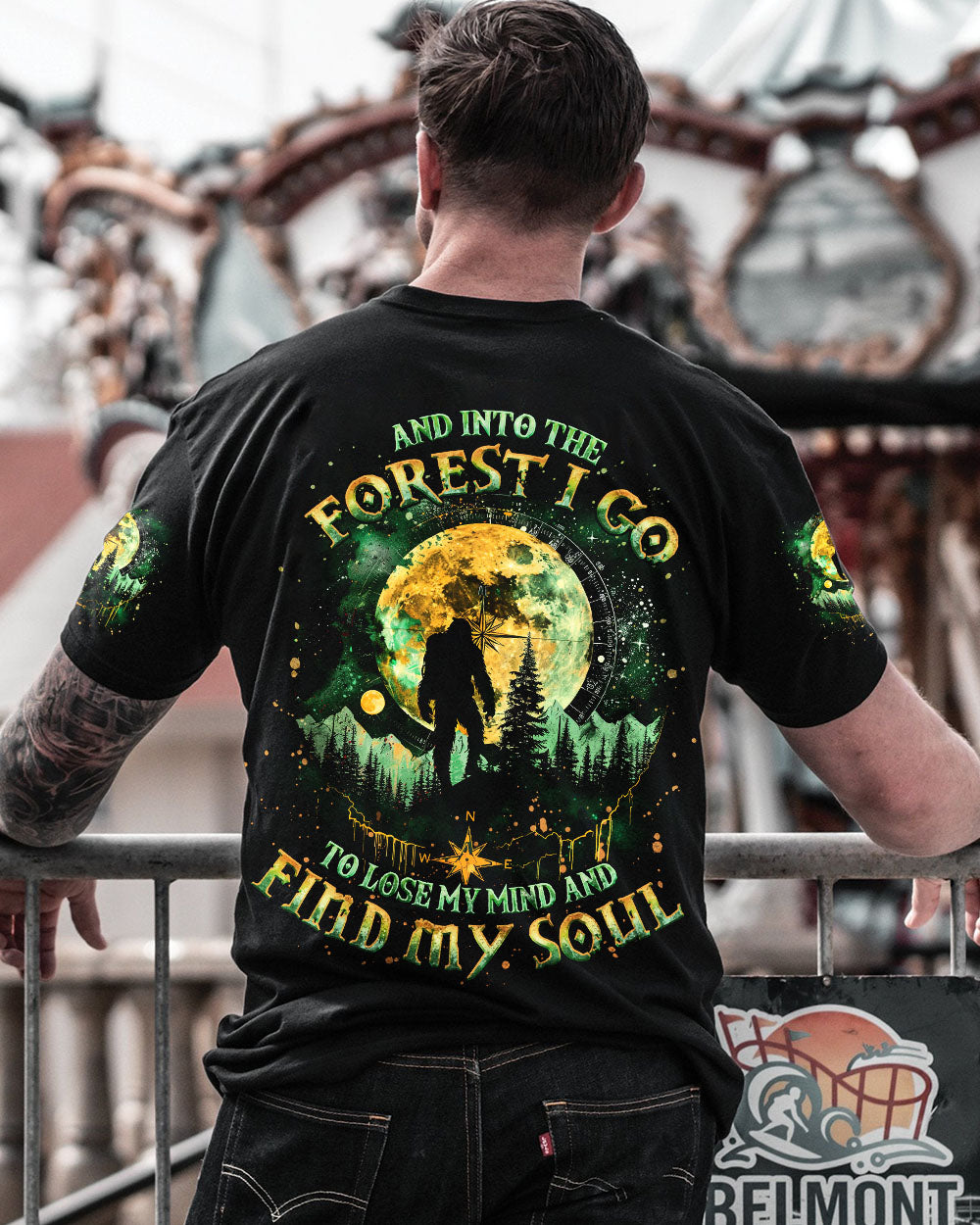 BLISSCORNERS AND INTO THE FOREST I GO BIGFOOT ALL OVER PRINT