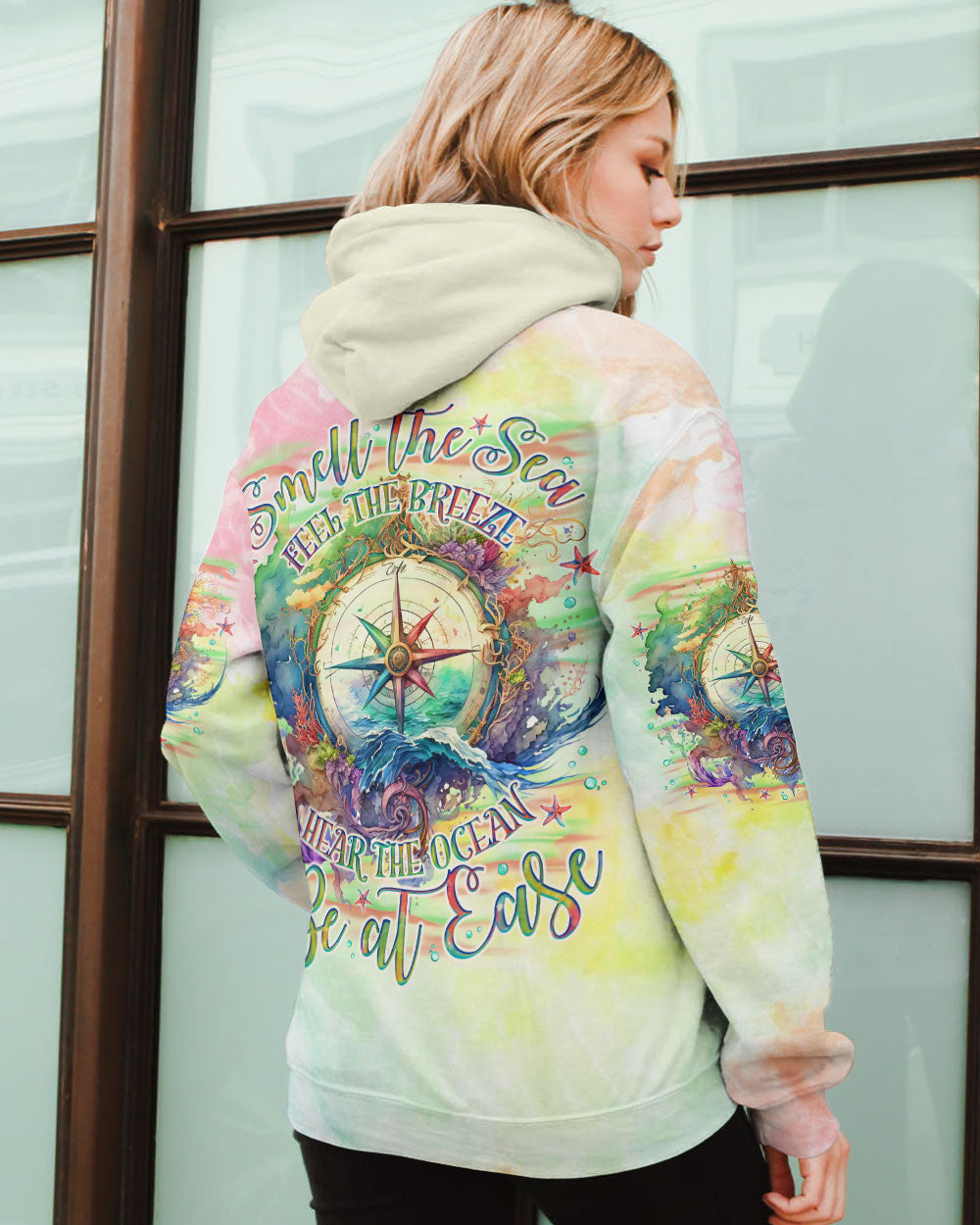 BLISSCORNERS SMELL THE SEA FEEL THE BREEZE COMPASS ALL OVER PRINT