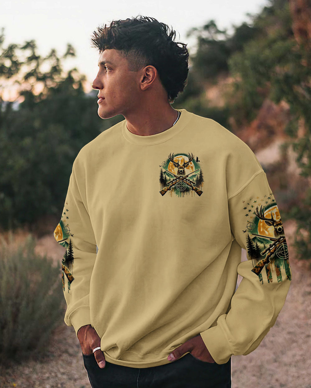 BLISSCORNERS NO BRAGGING UNTIL YOU'REDRAGGING DEER HUNTING ALL OVER PRINT