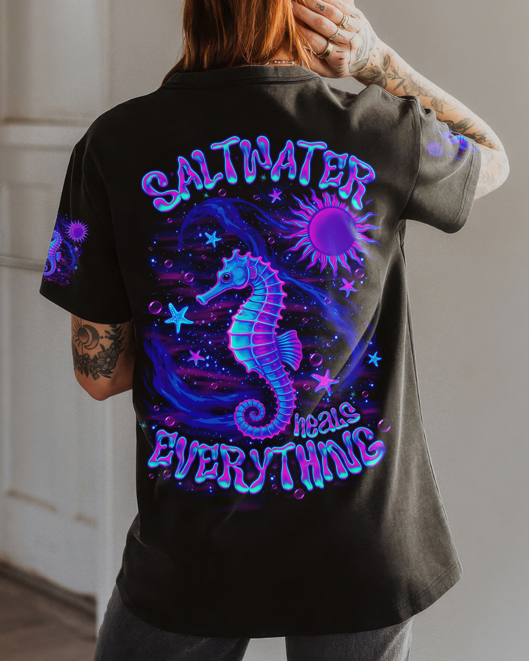 BLISSCORNERS SALTWATER HEALS EVERYTHING SEA HORSE ALL OVER PRINT