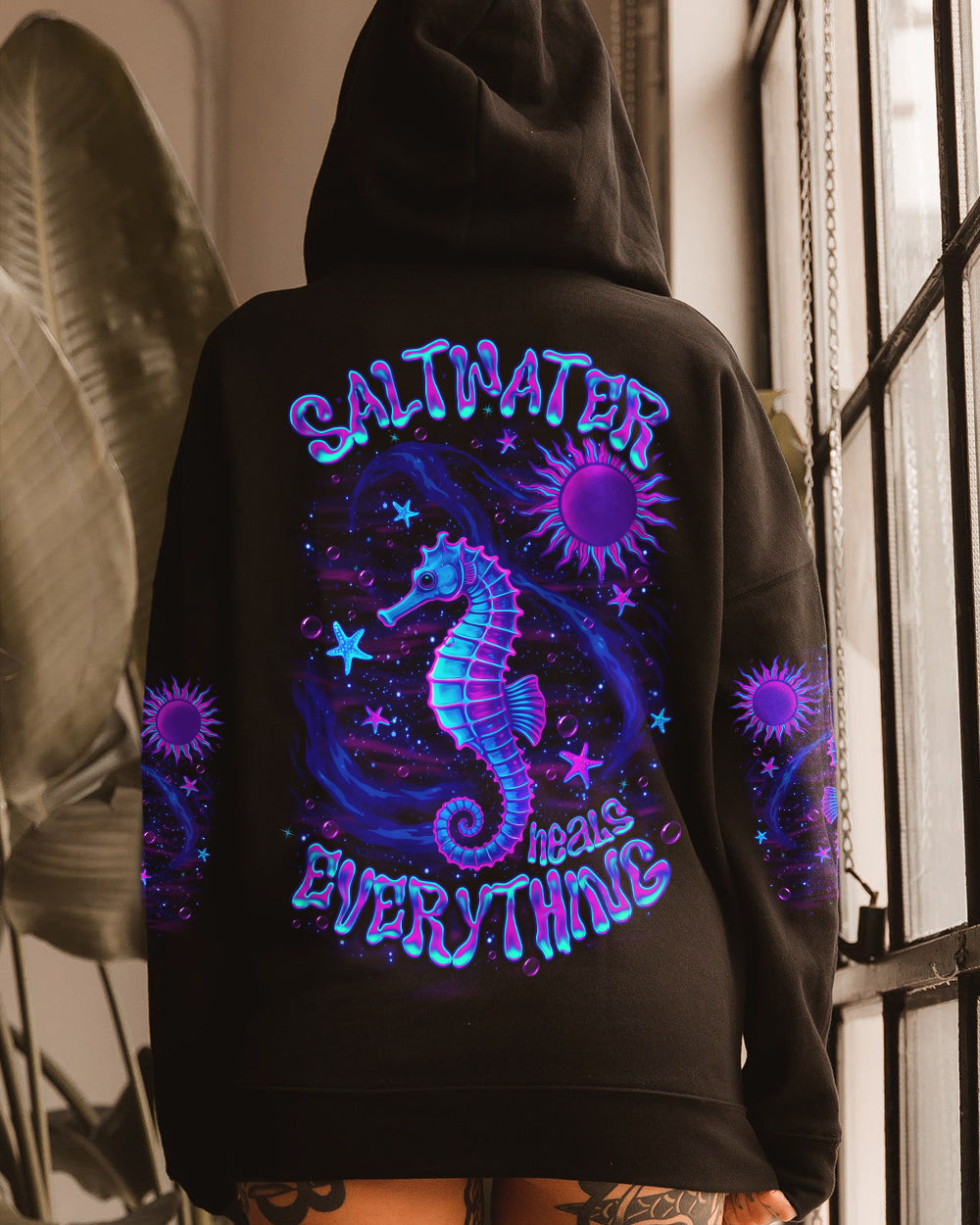 BLISSCORNERS SALTWATER HEALS EVERYTHING SEA HORSE ALL OVER PRINT