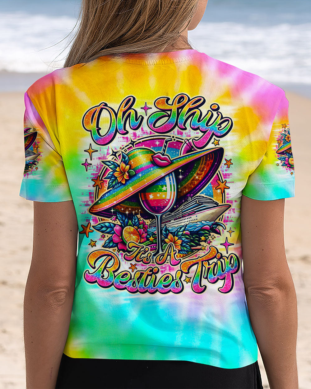 BLISSCORNERS OH SHIP IT'S A BESTIES TRIP CRUISE TIE DYE ALL OVER PRINT