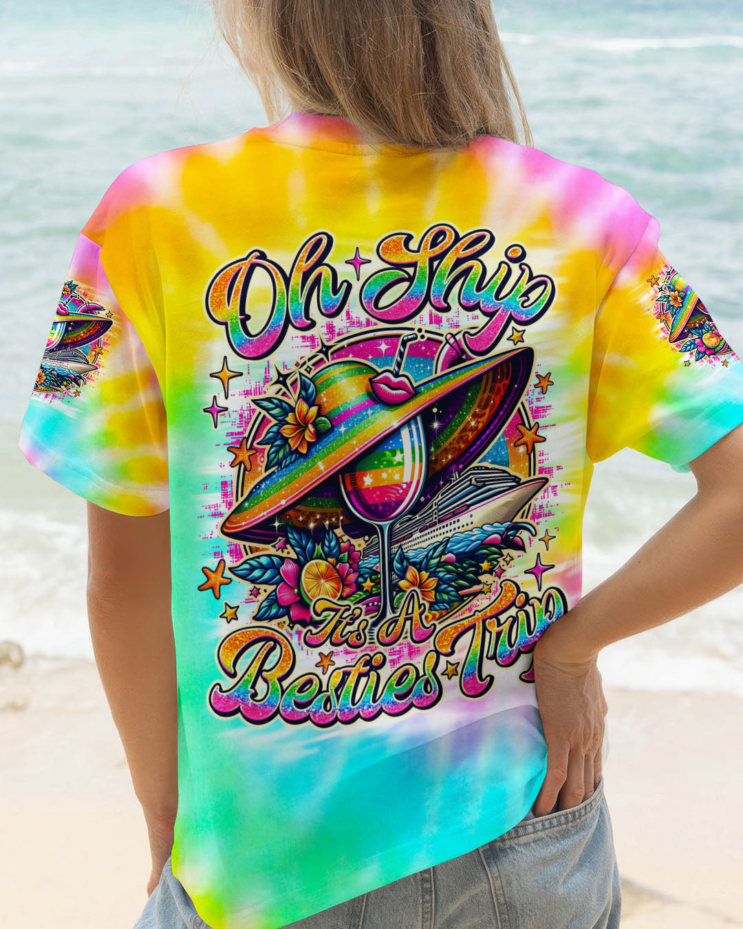 BLISSCORNERS OH SHIP IT'S A BESTIES TRIP CRUISE TIE DYE ALL OVER PRINT