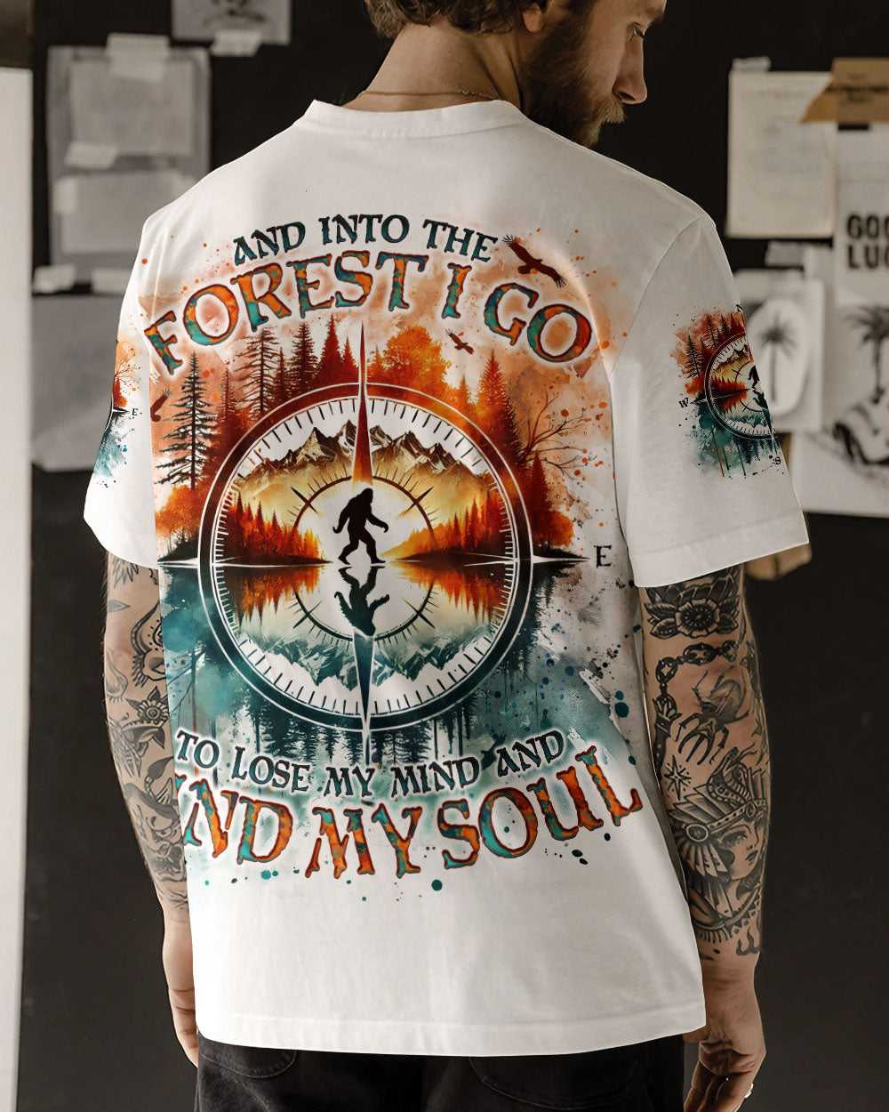 BLISSCORNERS AND INTO THE FOREST I GO BIGFOOT ALL OVER PRINT