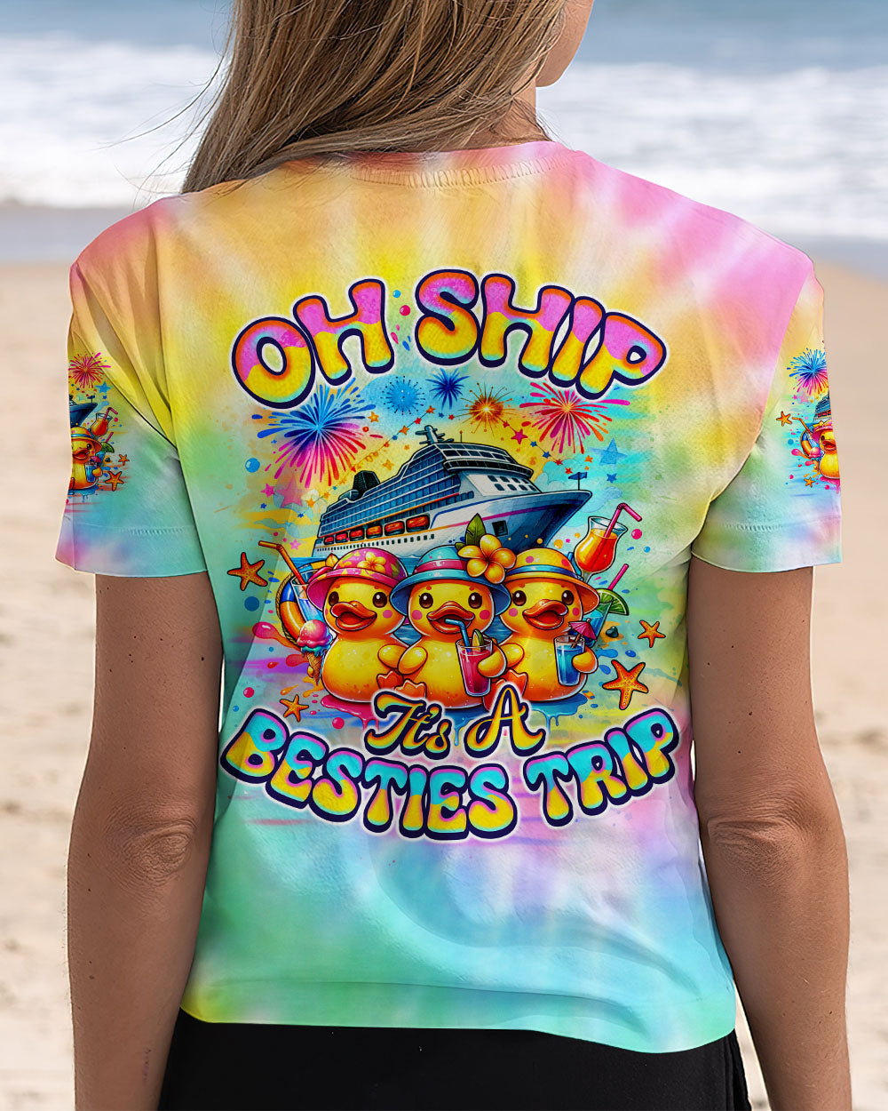 BLISSCORNERS OH SHIP IT'S A BESTIES TRIP CRUISE DUCK ALL OVER PRINT
