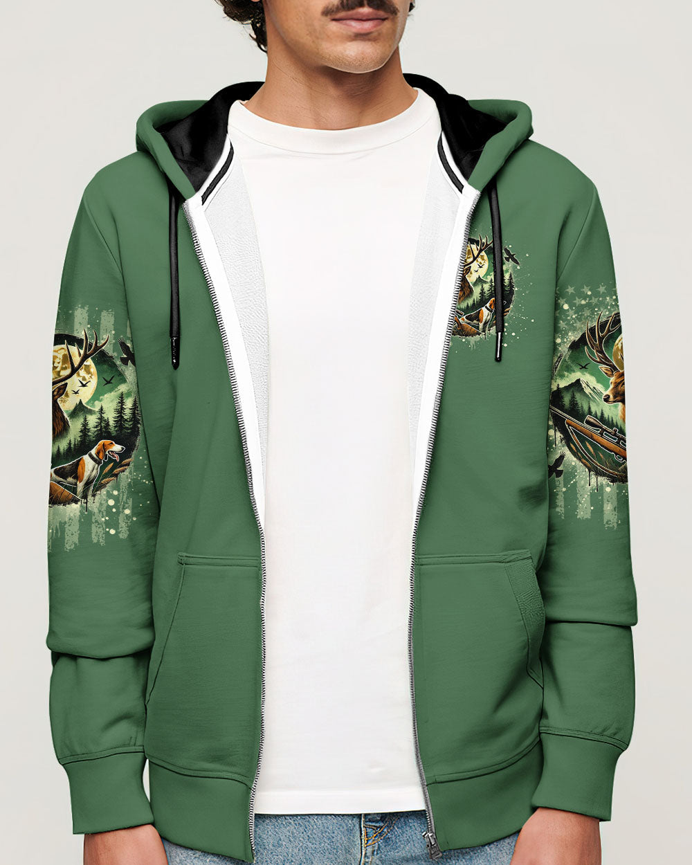 BLISSCORNERS BUCK AROUND AND FIND OUT DEER HUNTING FOXHOUND DOG ALL OVER PRINT