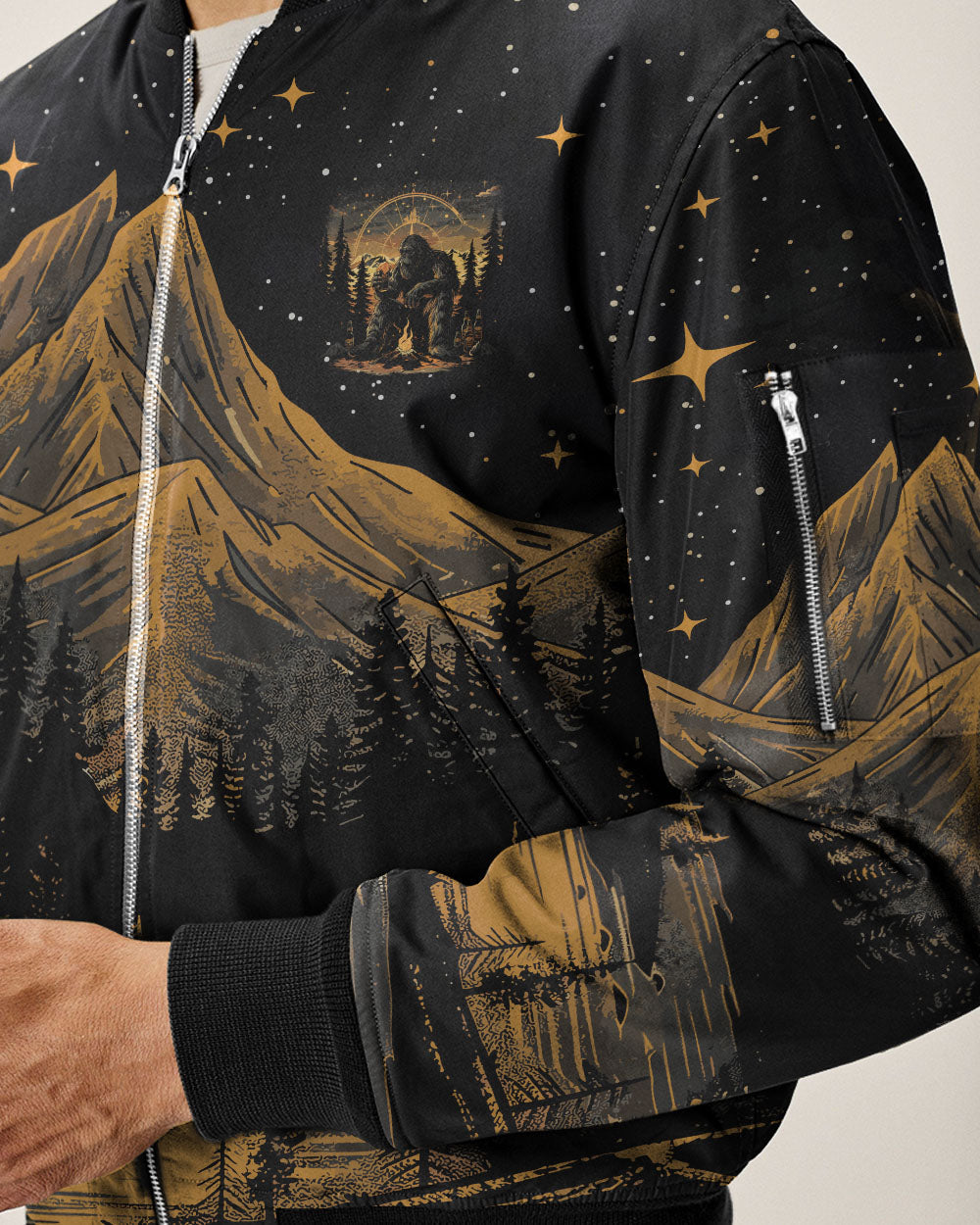 BLISSCORNERS NOT ALL WHO WANDER ARE LOST BIGFOOT COMPASS BOMBER JACKET