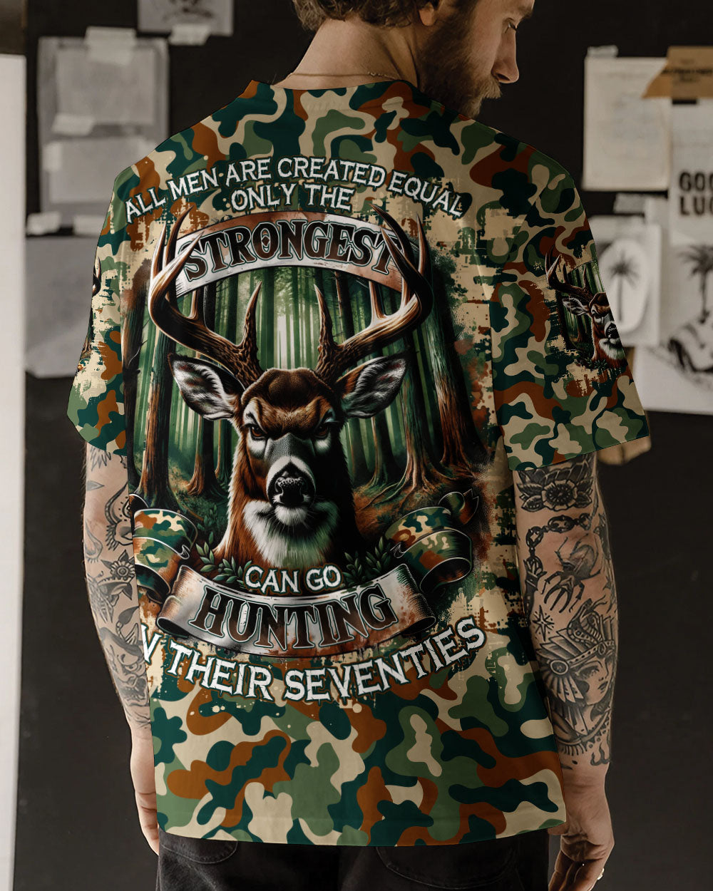 BLISSCORNERS GO HUNTING IN THEIR SEVENTIES DEER ALL OVER PRINT