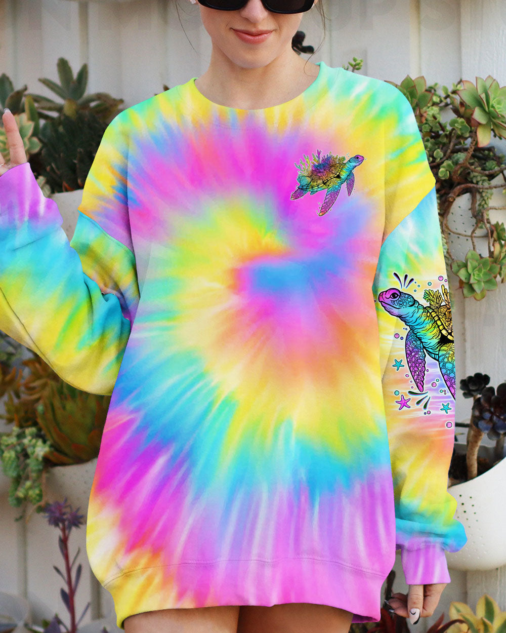 BLISSCORNERS SOME GIRLS ARE JUST BORN TURLTE TIE DYE ALL OVER PRINT