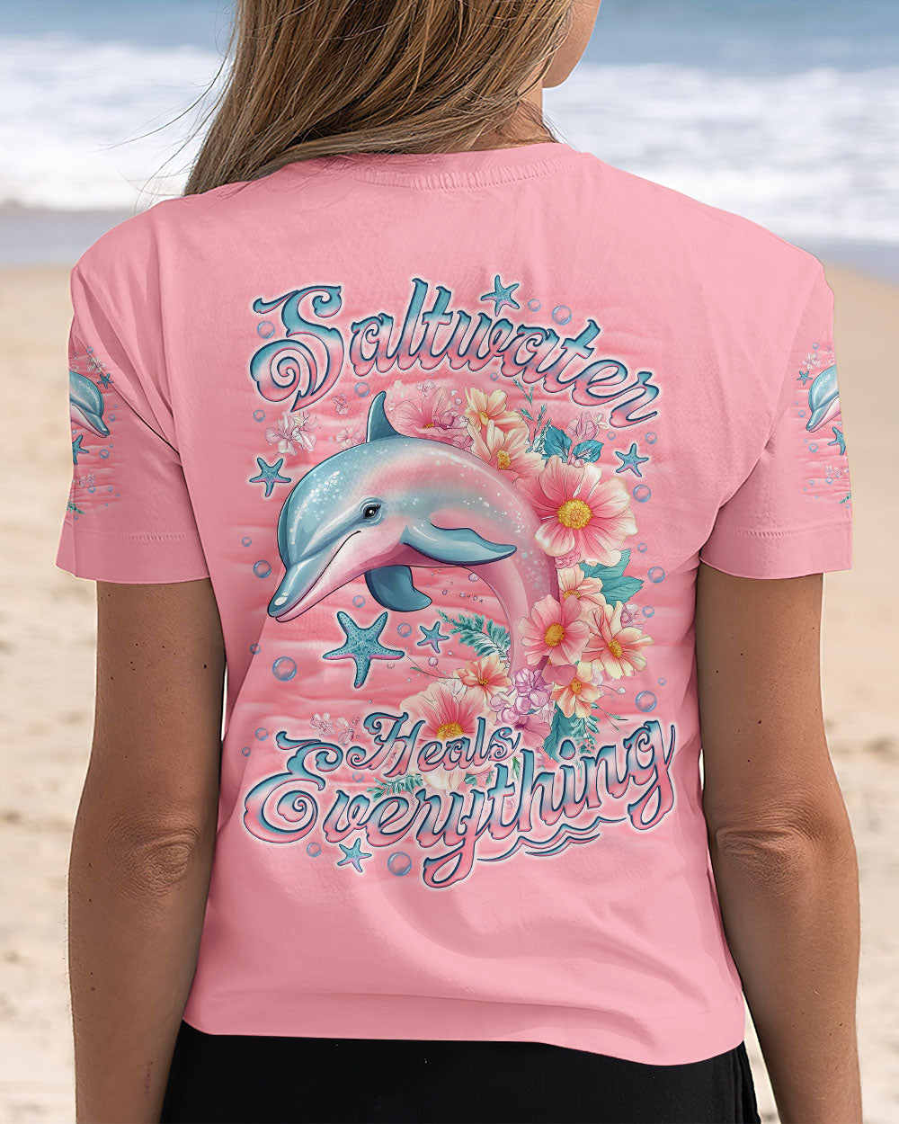 BLISSCORNERS SALTWATER HEALS EVERYTHING DOLPHIN ALL OVER PRINT