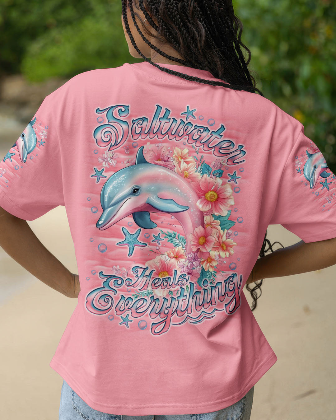 BLISSCORNERS SALTWATER HEALS EVERYTHING DOLPHIN ALL OVER PRINT