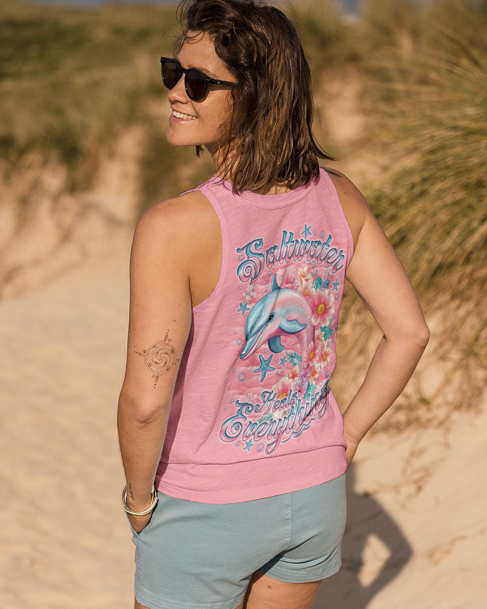 BLISSCORNERS SALTWATER HEALS EVERYTHING DOLPHIN ALL OVER PRINT