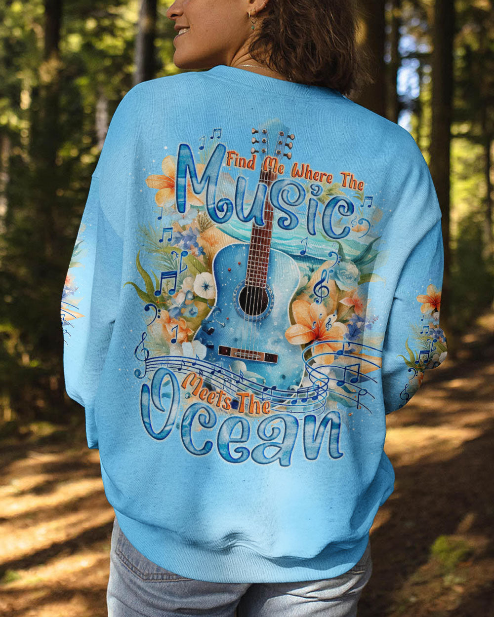 BLISSCORNERS FIND ME WHERE THE MUSIC MEETS THE OCEAN ALL OVER PRINT