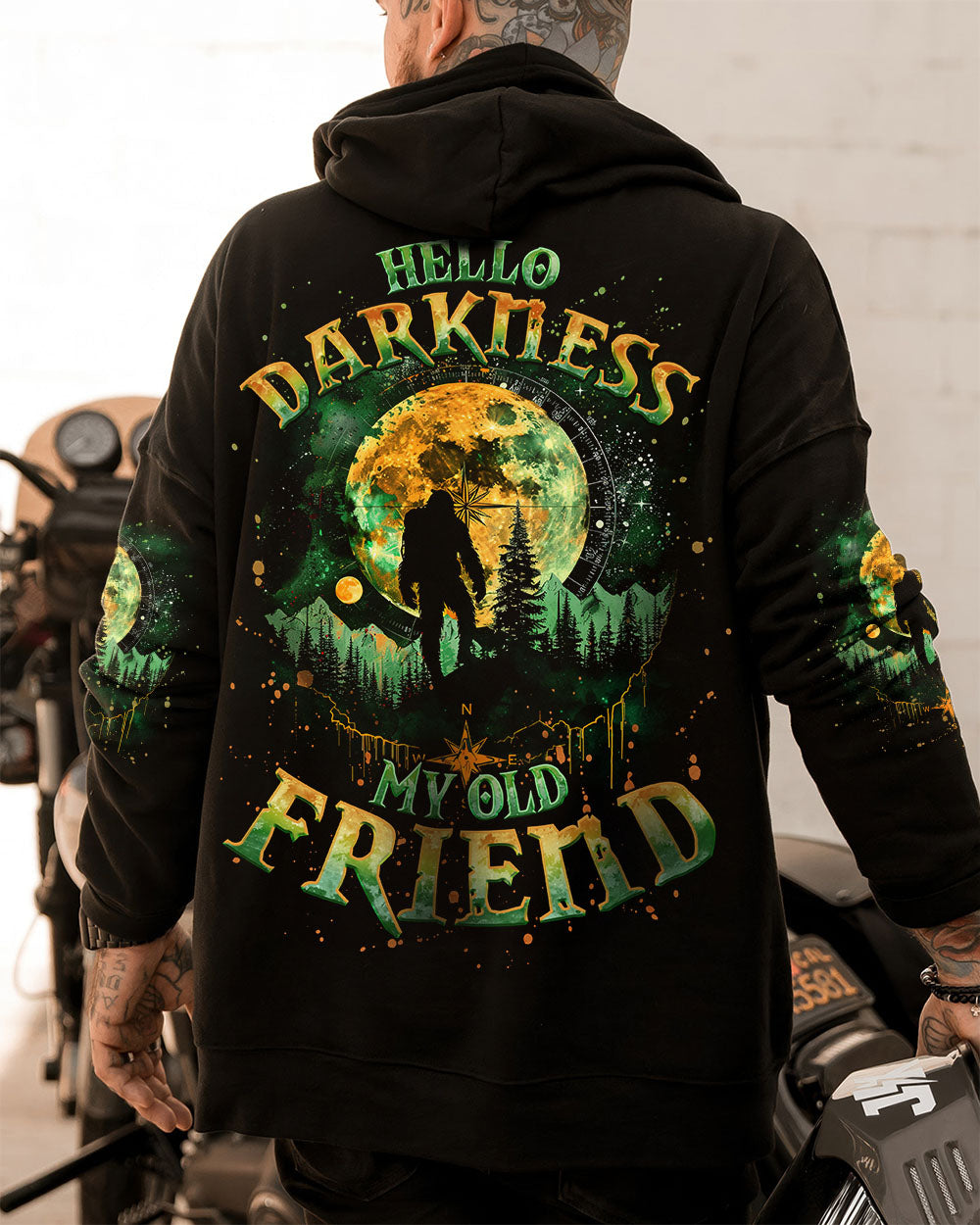 BLISSCORNERS HELLO DARKNESS MY OLD FRIEND BIGFOOT ALL OVER PRINT - TLNO2910252