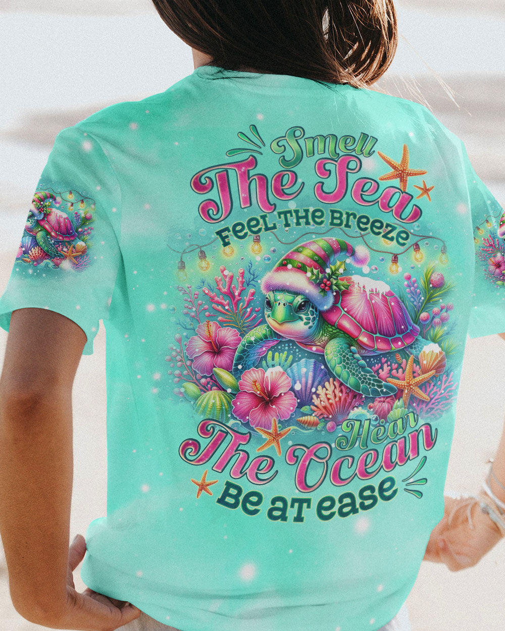 BLISSCORNERS SMELL THE SEA FEEL THE BREEZE TURTLE CHRISTMAS ALL OVER PRINT
